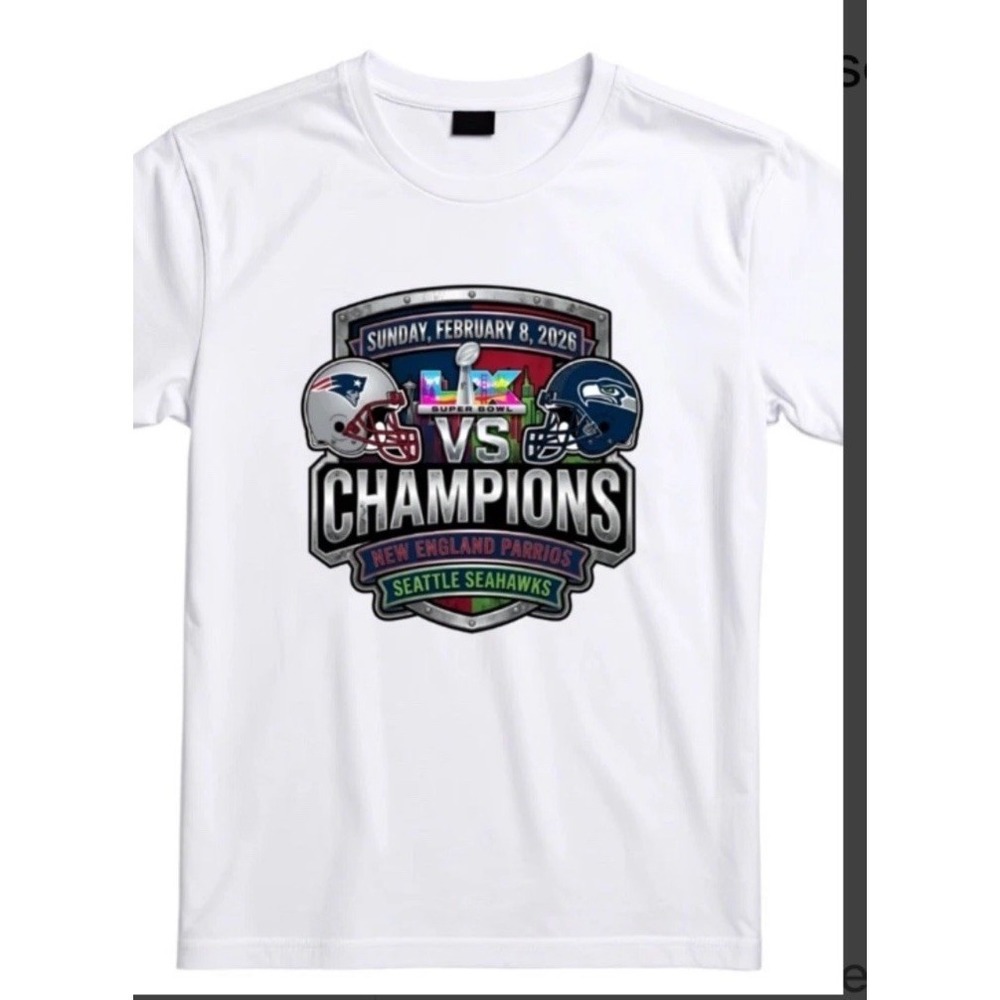 2026 Patriots vs Seahawks Super Bowl LX T-Shirt New England vs Seattle 3XL